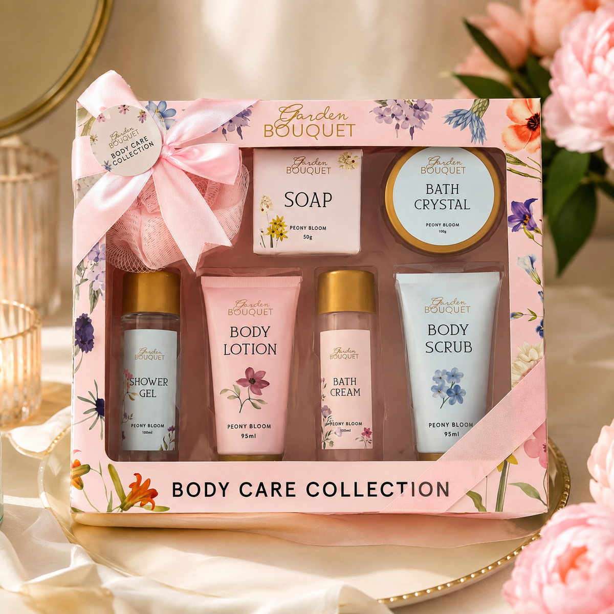 Coffret Cadeau Garden Bouquet Peony Bloom – 7 Pièces Bain & Soin du Corps 🌸